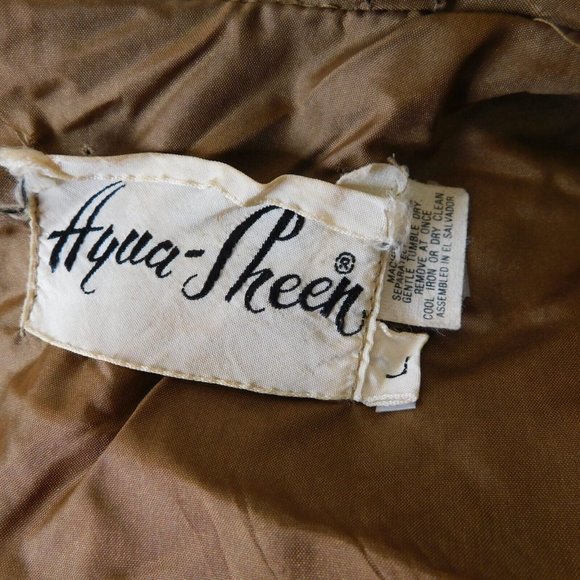 Aqua Sheen Women Solid Brown Raincoat Belted Trench Long Sleeve Collared Size L - Picture 5 of 12